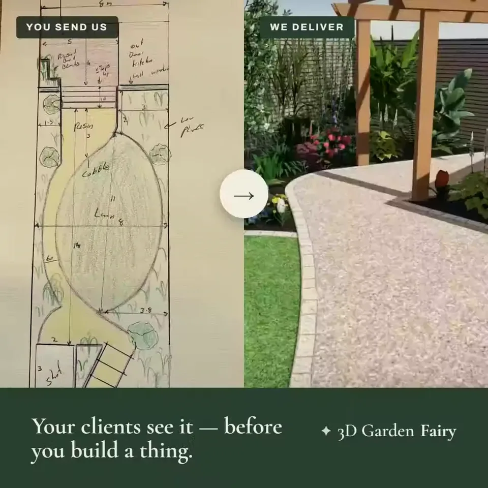 Before and after — your sketch turned into a 3D render